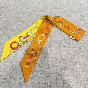 1* Hermes Twilly Silk Scarf Do Re Boucles Orange NWT authentic